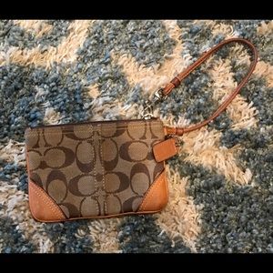 Coach Camel beige and brown small wristlet